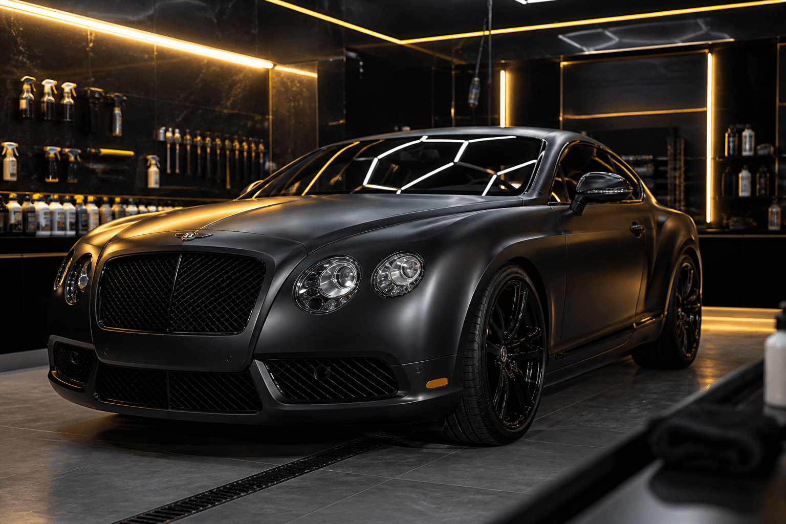 High-end coupe in low light